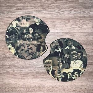 I love Lucy black&white car coasters 2pack new